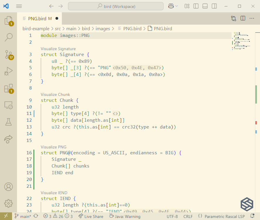 VS Code Bird IDE features