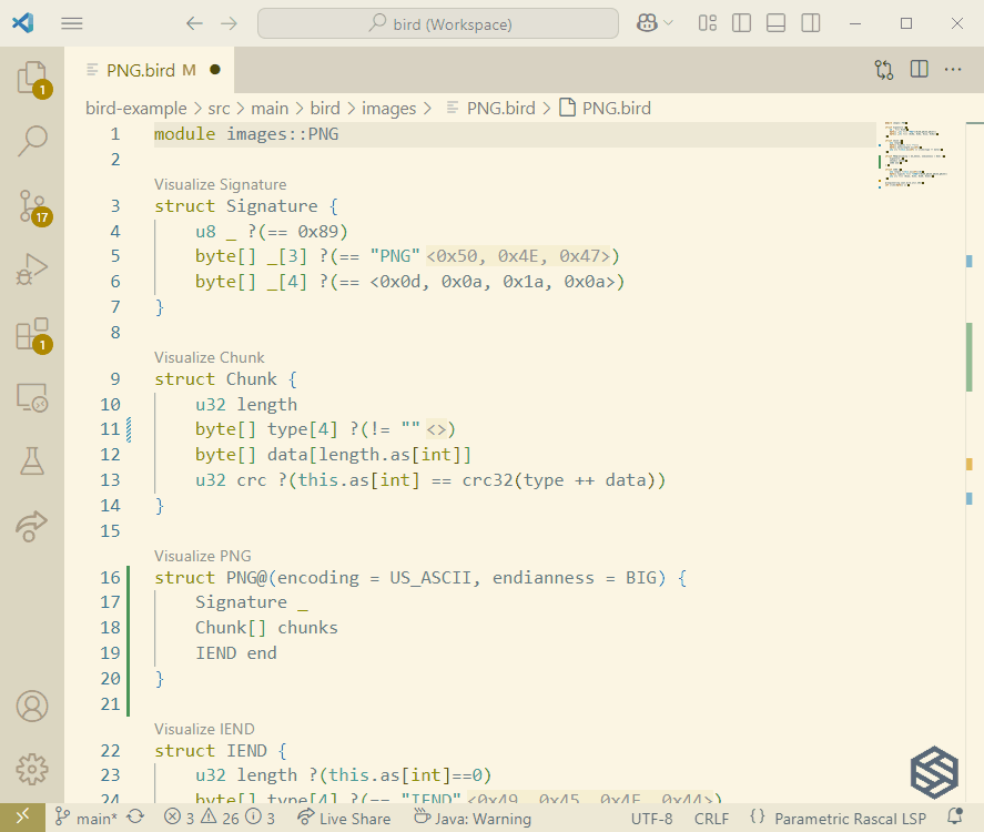 VS Code Bird IDE features