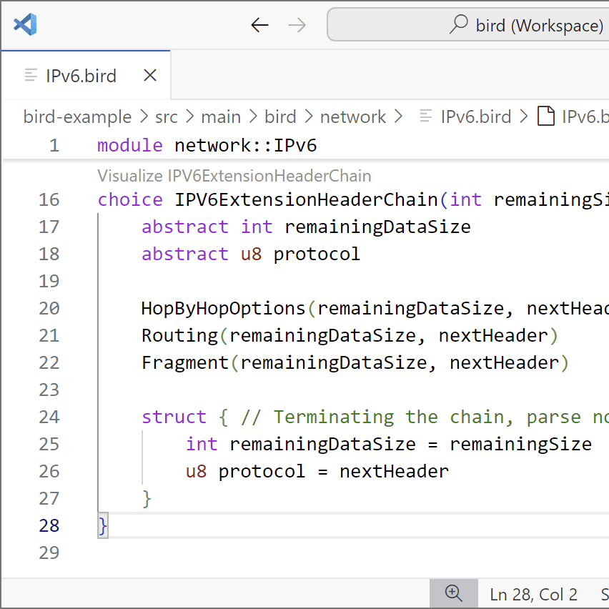 VS Code, with syntax highlighting