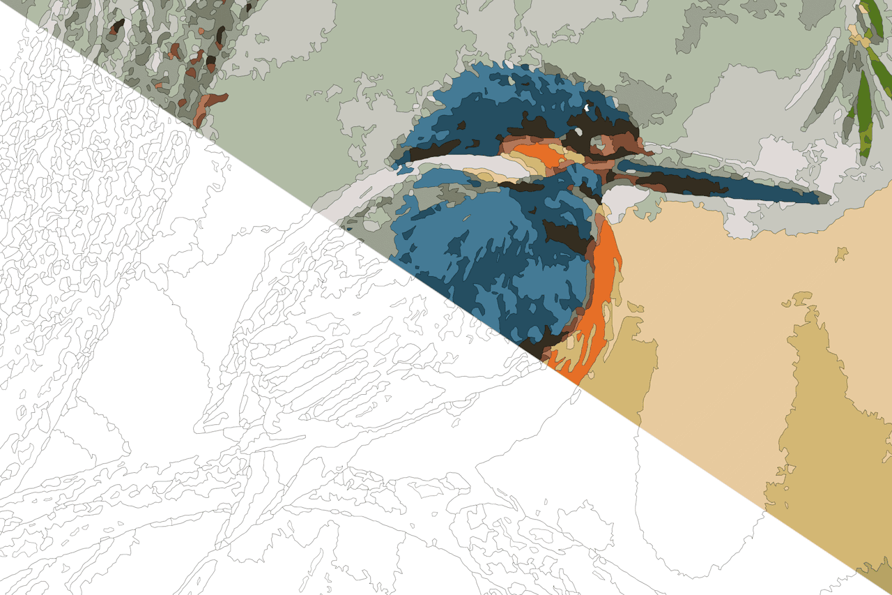 Paint-by-number drawing of a bird